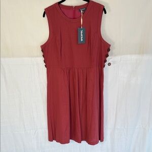 ModCloth Brick Red Sleeveless A-Line Dress